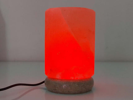 USB Colour Changing Salt Himalayan Lamp - Cylinder Shape Pink Rock LED Light