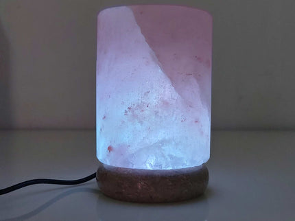 USB Colour Changing Salt Himalayan Lamp - Cylinder Shape Pink Rock LED Light