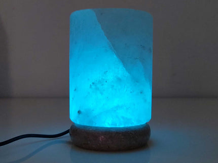 USB Colour Changing Salt Himalayan Lamp - Cylinder Shape Pink Rock LED Light