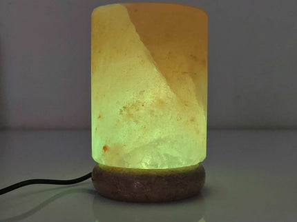 USB Colour Changing Salt Himalayan Lamp - Cylinder Shape Pink Rock LED Light