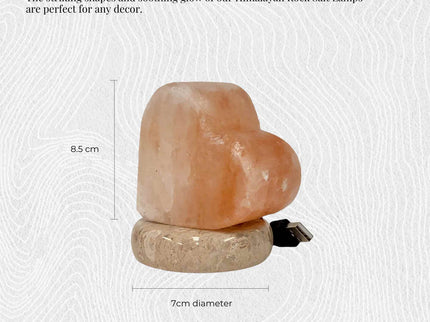 USB Colour Changing Salt Himalayan Lamp - Heart Love Shape Pink Rock LED Light