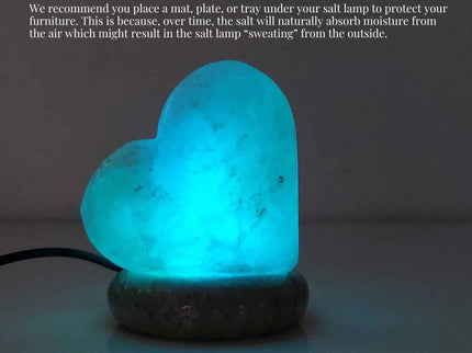 USB Colour Changing Salt Himalayan Lamp - Heart Love Shape Pink Rock LED Light