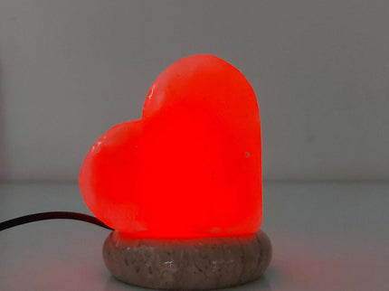 USB Colour Changing Salt Himalayan Lamp - Heart Love Shape Pink Rock LED Light