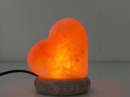 USB Colour Changing Salt Himalayan Lamp - Heart Love Shape Pink Rock LED Light