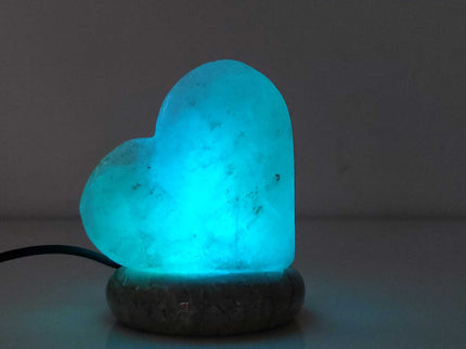 USB Colour Changing Salt Himalayan Lamp - Heart Love Shape Pink Rock LED Light