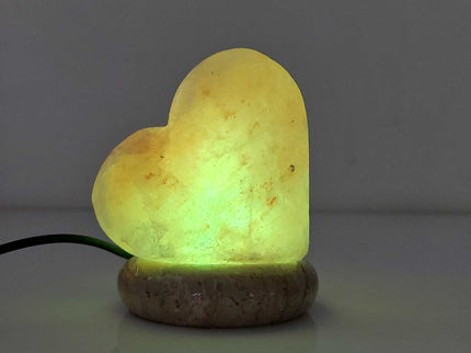 USB Colour Changing Salt Himalayan Lamp - Heart Love Shape Pink Rock LED Light