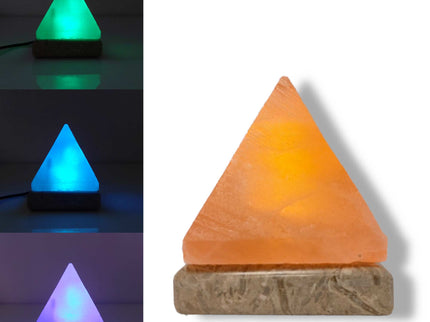 USB Colour Changing Salt Himalayan Lamp Pyramid Shape Pink Rock LED Light.