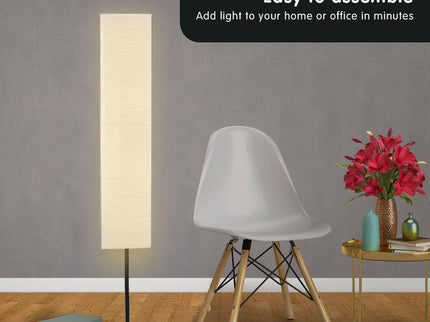Sarantino Metal Floor Lamp with White Paper Wrinkle Shade Light Stand for Modern Home Decor.