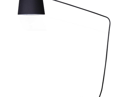 Sarantino Metal Arc Floor Lamp in Black Finish with Linen Taper Shade.