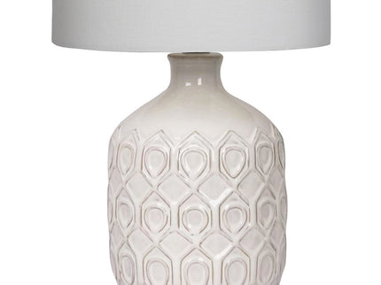 Sarantino Ceramic Table Lamp In Cream with Antique Pattern.