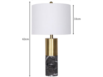 Sarantino Metal and Marble Table Lamp in Black for Modern Decor.