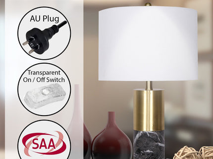 Sarantino Metal and Marble Table Lamp in Black for Modern Decor.