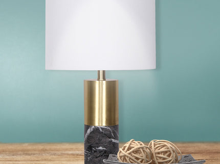Sarantino Metal and Marble Table Lamp in Black for Modern Decor.