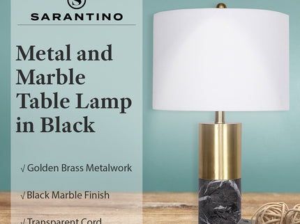 Sarantino Metal and Marble Table Lamp in Black for Modern Decor.