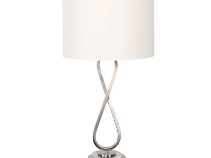 Sarantino Contemporary Table Lamp In Nickel Finish for Modern Decor.