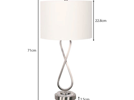 Sarantino Contemporary Table Lamp In Nickel Finish for Modern Decor.