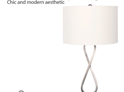 Sarantino Contemporary Table Lamp In Nickel Finish for Modern Decor.