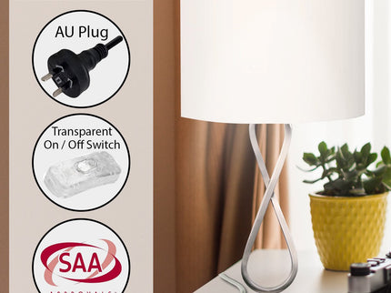Sarantino Contemporary Table Lamp In Nickel Finish for Modern Decor.