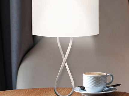 Sarantino Contemporary Table Lamp In Nickel Finish for Modern Decor.