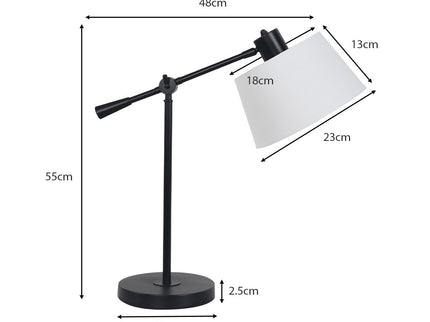 Sarantino Adjustable Metal Table Lamp In Black for Modern Decor.