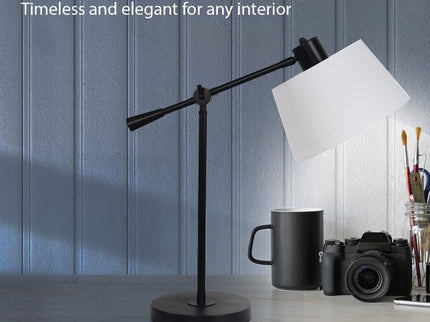 Sarantino Adjustable Metal Table Lamp In Black for Modern Decor.