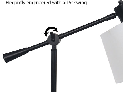 Sarantino Adjustable Metal Table Lamp In Black for Modern Decor.