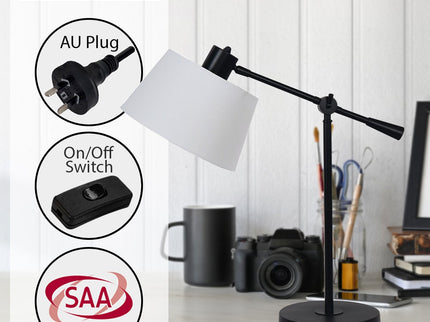 Sarantino Adjustable Metal Table Lamp In Black for Modern Decor.