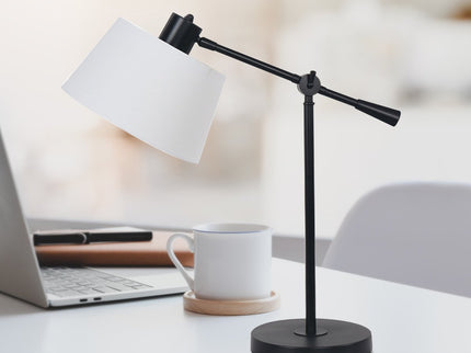 Sarantino Adjustable Metal Table Lamp In Black for Modern Decor.