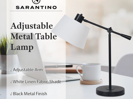 Sarantino Adjustable Metal Table Lamp In Black for Modern Decor.