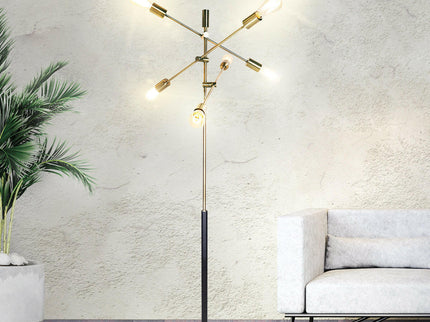 Sarantino 6-Light Metal Sputnik Floor Lamp for Modern Home Decor.