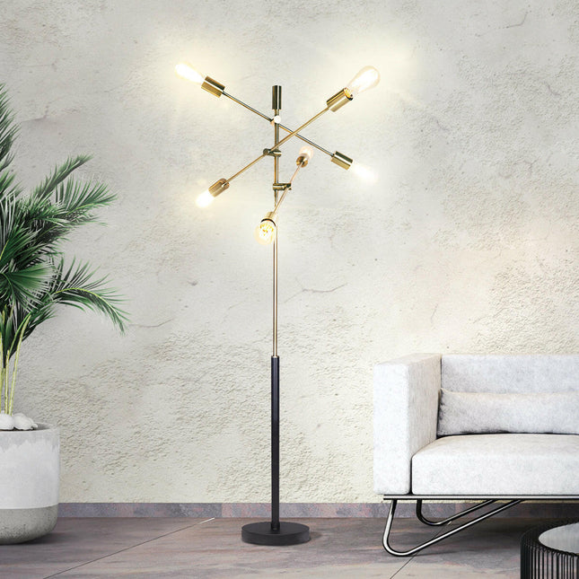 Sarantino 6-Light Metal Sputnik Floor Lamp for Modern Home Decor.