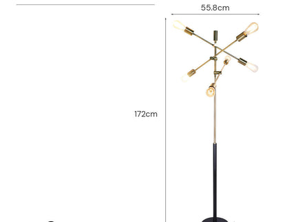 Sarantino 6-Light Metal Sputnik Floor Lamp for Modern Home Decor.
