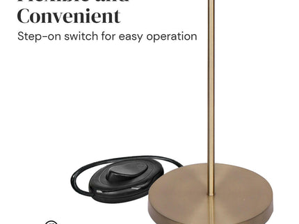 Sarantino 3-Light Gold Metal Floor Lamp with Glass Shades for Living Rooms.