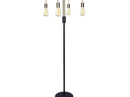 Sarantino Modern Exposed Bulb 4-Arm Industrial Light Floor Lamp.
