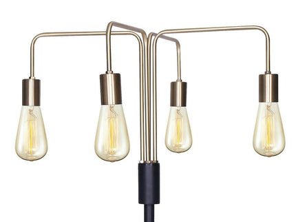 Sarantino Modern Exposed Bulb 4-Arm Industrial Light Floor Lamp.