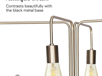 Sarantino Modern Exposed Bulb 4-Arm Industrial Light Floor Lamp.