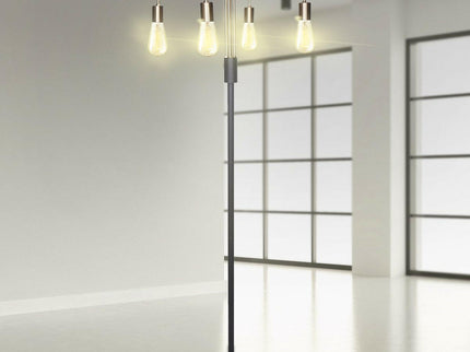 Sarantino Modern Exposed Bulb 4-Arm Industrial Light Floor Lamp.