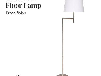 Sarantino Nickel Metal Arc Floor Lamp for Modern Living Rooms.