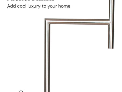 Sarantino Nickel Metal Arc Floor Lamp for Modern Living Rooms.