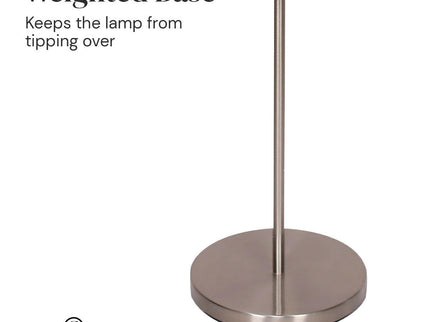 Sarantino Nickel Metal Arc Floor Lamp for Modern Living Rooms.
