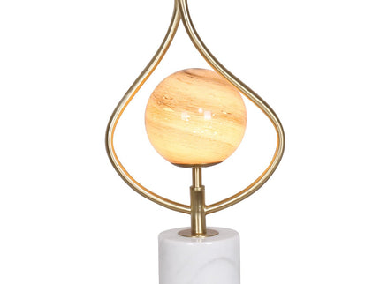 Sarantino Sculptural Orange Glass Table Lamp With White Marble Base for Modern Decor.