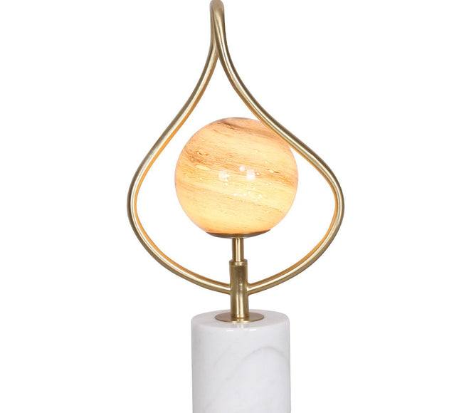 Sarantino Sculptural Orange Glass Table Lamp With White Marble Base