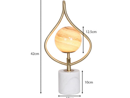 Sarantino Sculptural Orange Glass Table Lamp With White Marble Base for Modern Decor.