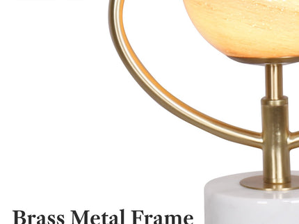 Sarantino Sculptural Orange Glass Table Lamp With White Marble Base for Modern Decor.