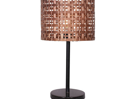 Sarantino Rattan Desk Lamp With Black Marble Base for Home Office.