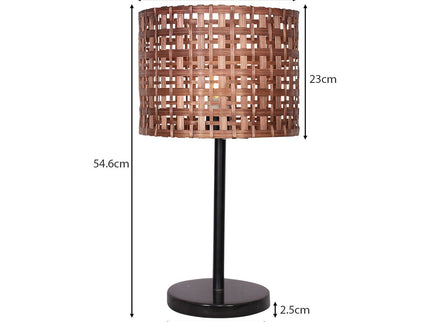 Sarantino Rattan Desk Lamp With Black Marble Base for Home Office.
