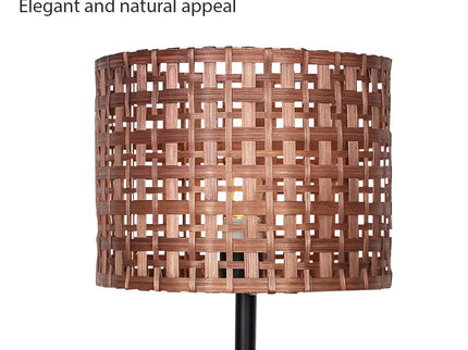Sarantino Rattan Desk Lamp With Black Marble Base for Home Office.