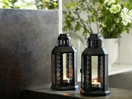 Black Metal Miners Lantern Summer Wedding Home Party Room Balcony Deck Decoration 21cm Tealight Candle.