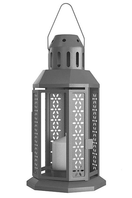 Dark Grey Metal Miners Lantern Summer Wedding Home Party Room Balconey Deck Decoration 21cm Tealight Candle.