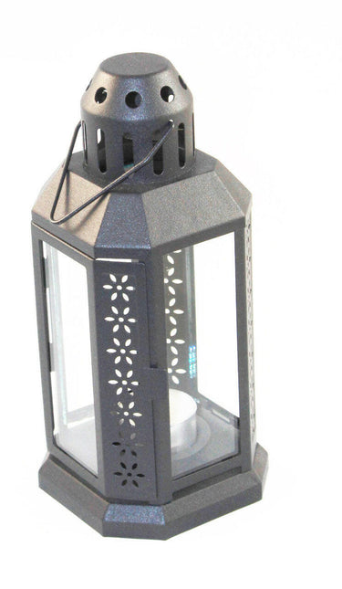 Dark Grey Metal Miners Lantern Summer Wedding Home Party Room Balconey Deck Decoration 21cm Tealight Candle.
